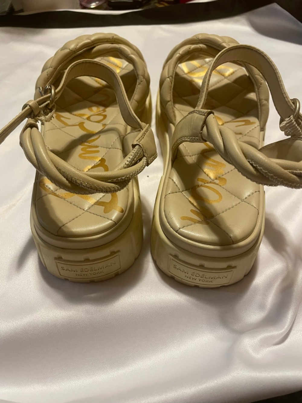Sam Edelman Quilted Platform Sandal - Cream/White - Picture 4 of 13